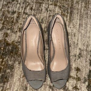 Kelly & Katie Striped Black and White Wedges